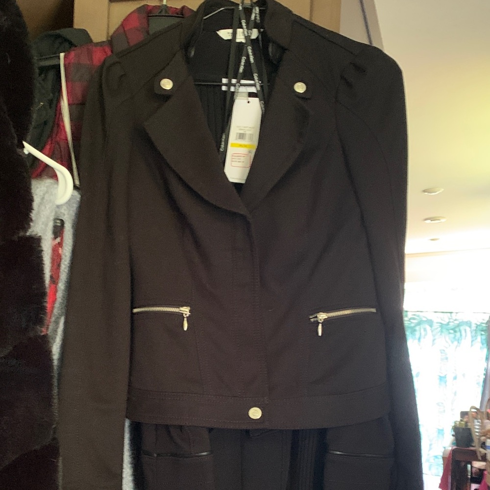 White House Black Market Black Blazer with Silver Zippers